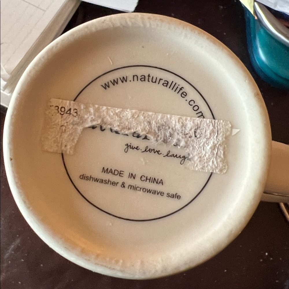 Natural Life Life is CRAZY Good Cream Flowers Bird Latte Mug Cup - Picture 3 of 7
